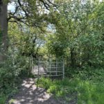 Photo shows one of the kissing gates that provide entry into the meadows.